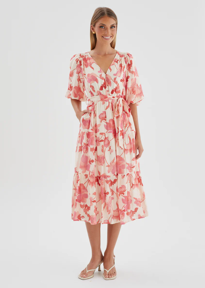 Susanne Midi Dress - Pink Floral - Image 2