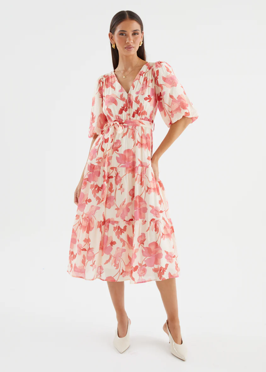 Susanne Midi Dress - Pink Floral - Image 4
