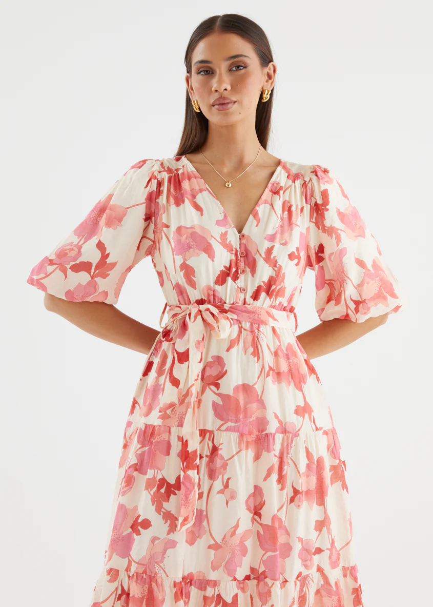 Susanne Midi Dress - Pink Floral - Image 5