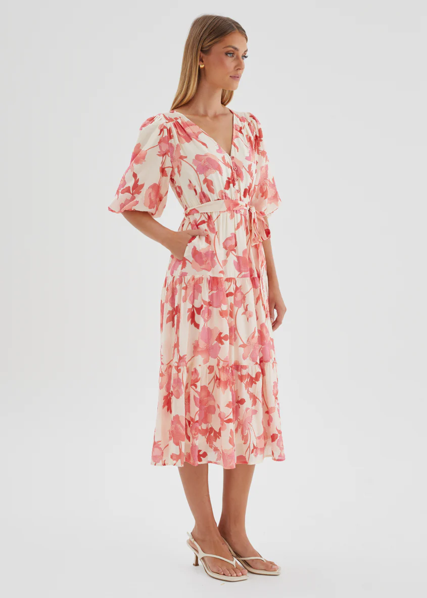 Susanne Midi Dress - Pink Floral - Image 6