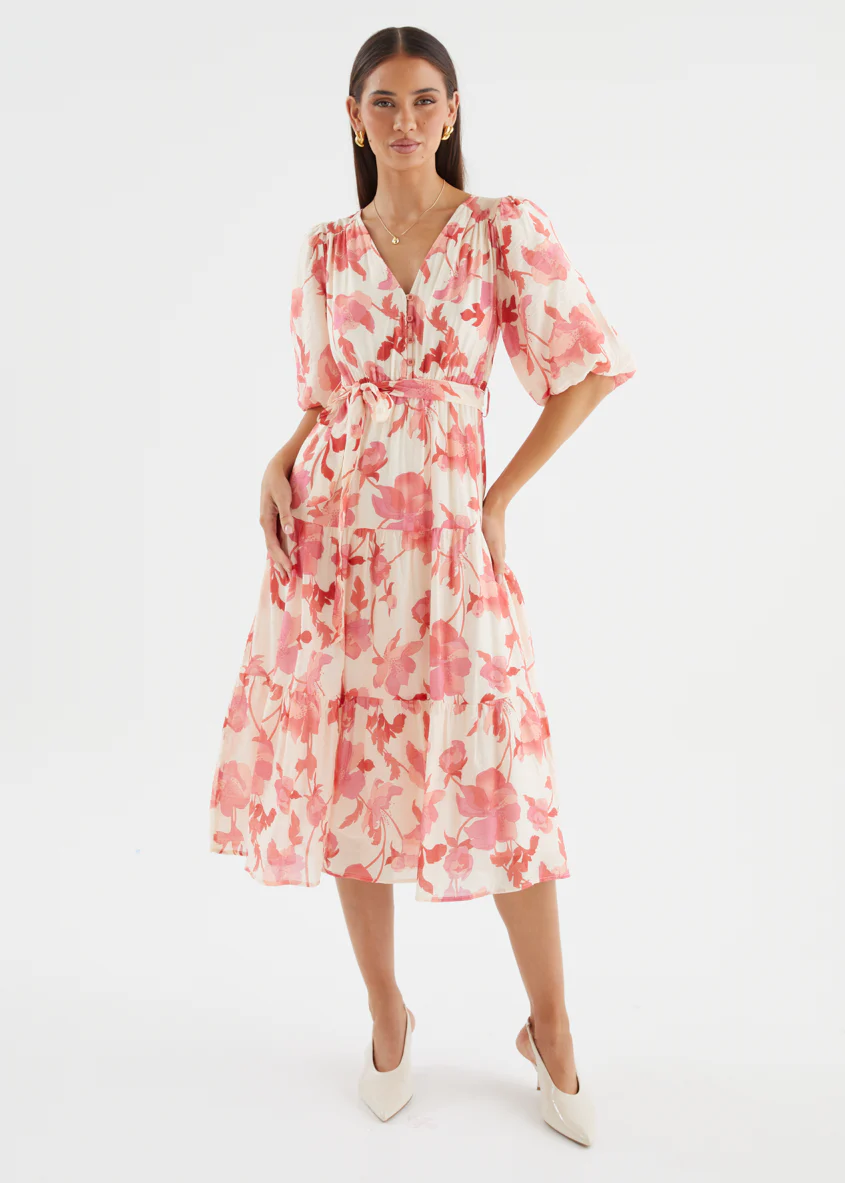 Susanne Midi Dress - Pink Floral - Image 9
