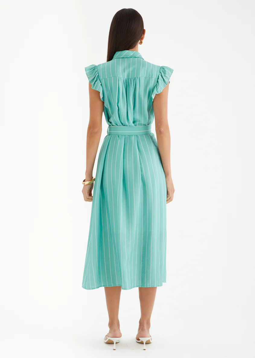 Suzanne Midi Dress - Seafoam Pinstripe - Image 6