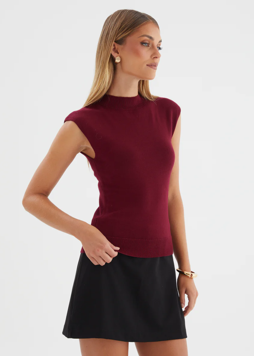 Sweeney Knit Top - Burgundy - Image 12