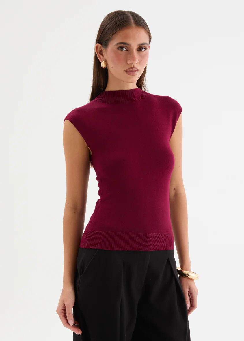 Sweeney Knit Top - Burgundy - Image 3