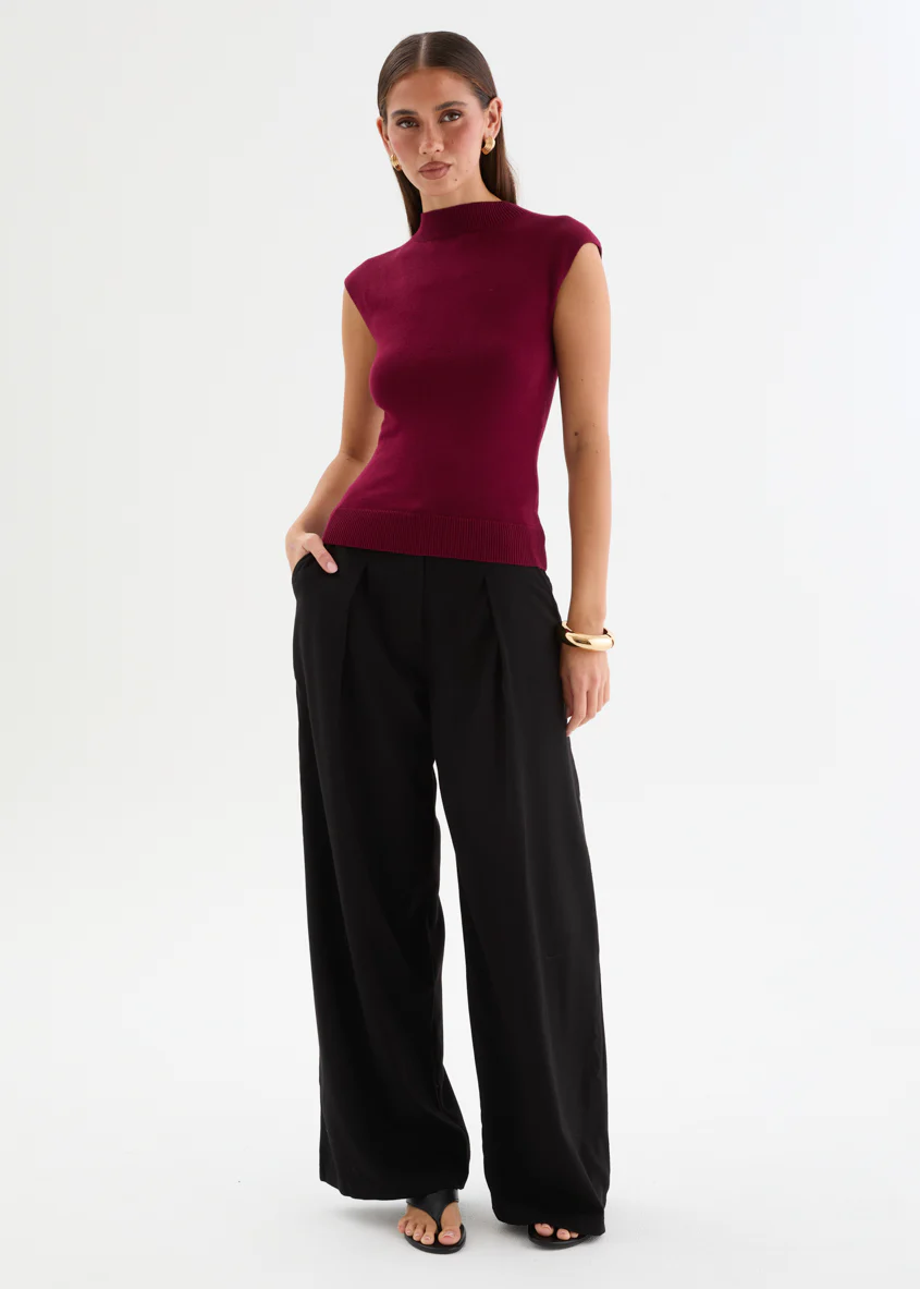 Sweeney Knit Top - Burgundy - Image 4