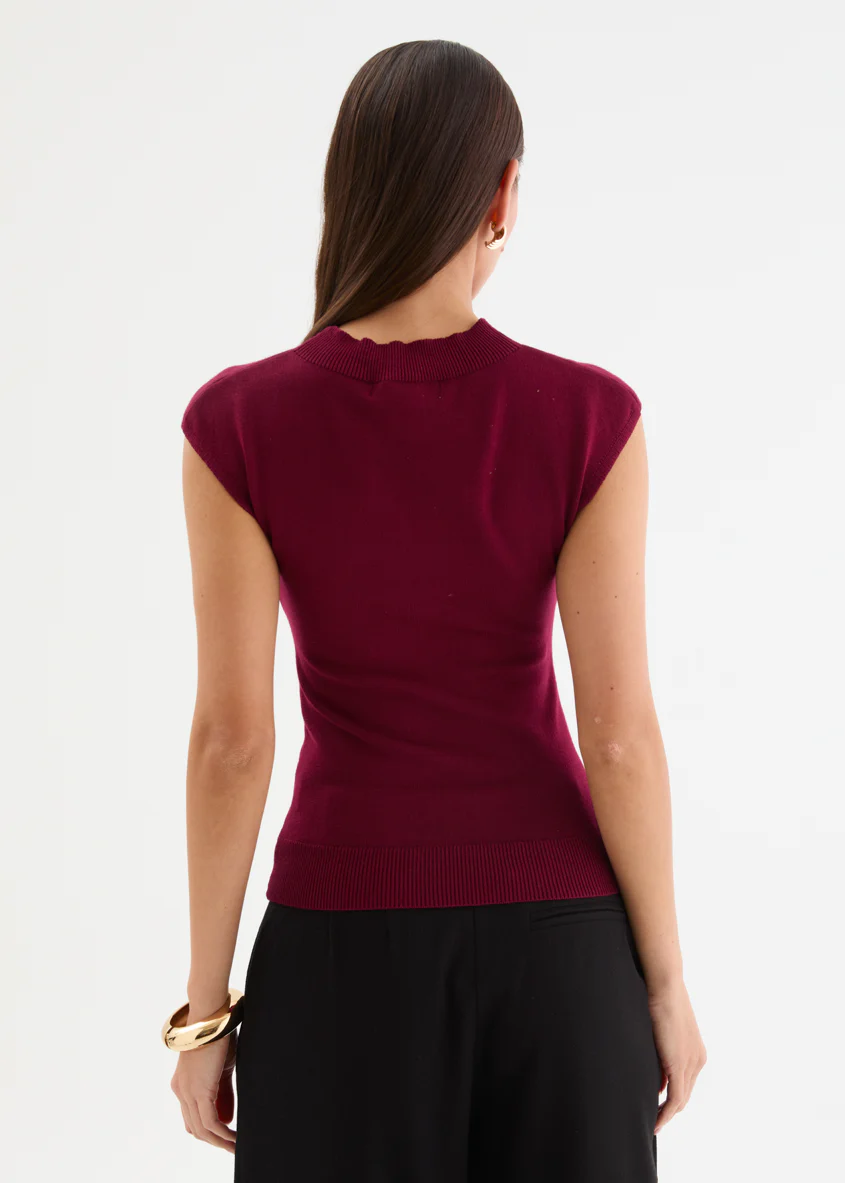 Sweeney Knit Top - Burgundy - Image 7