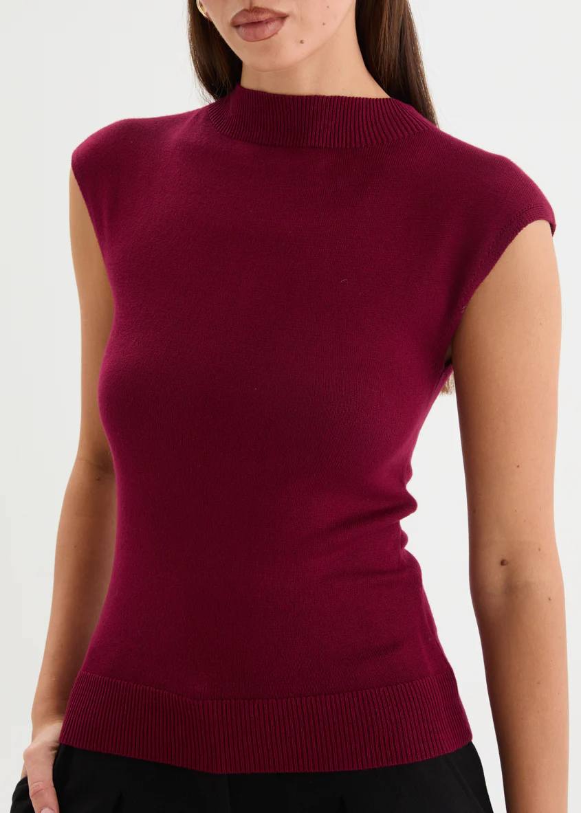 Sweeney Knit Top - Burgundy - Image 9