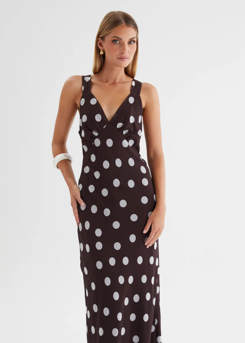 Taleena Maxi Dress - Chocolate Polka - Image 3