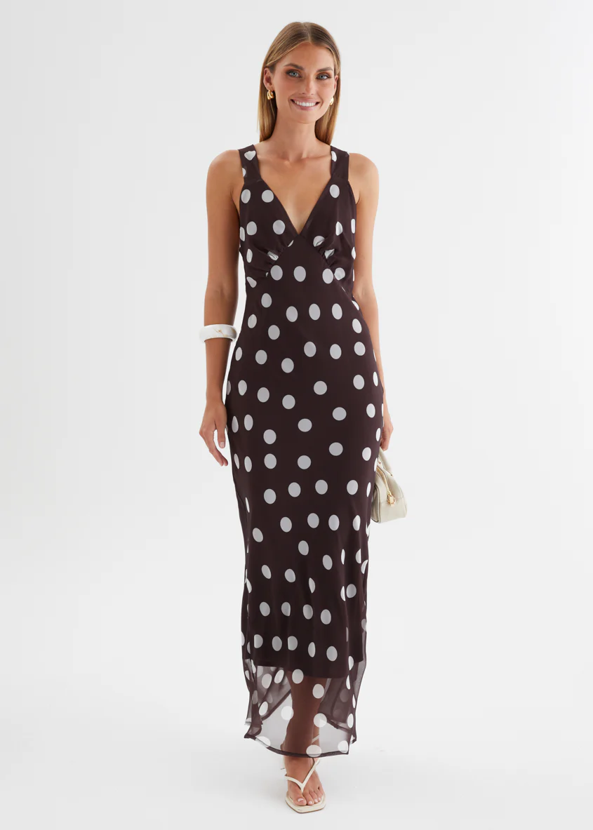 Taleena Maxi Dress - Chocolate Polka - Image 4