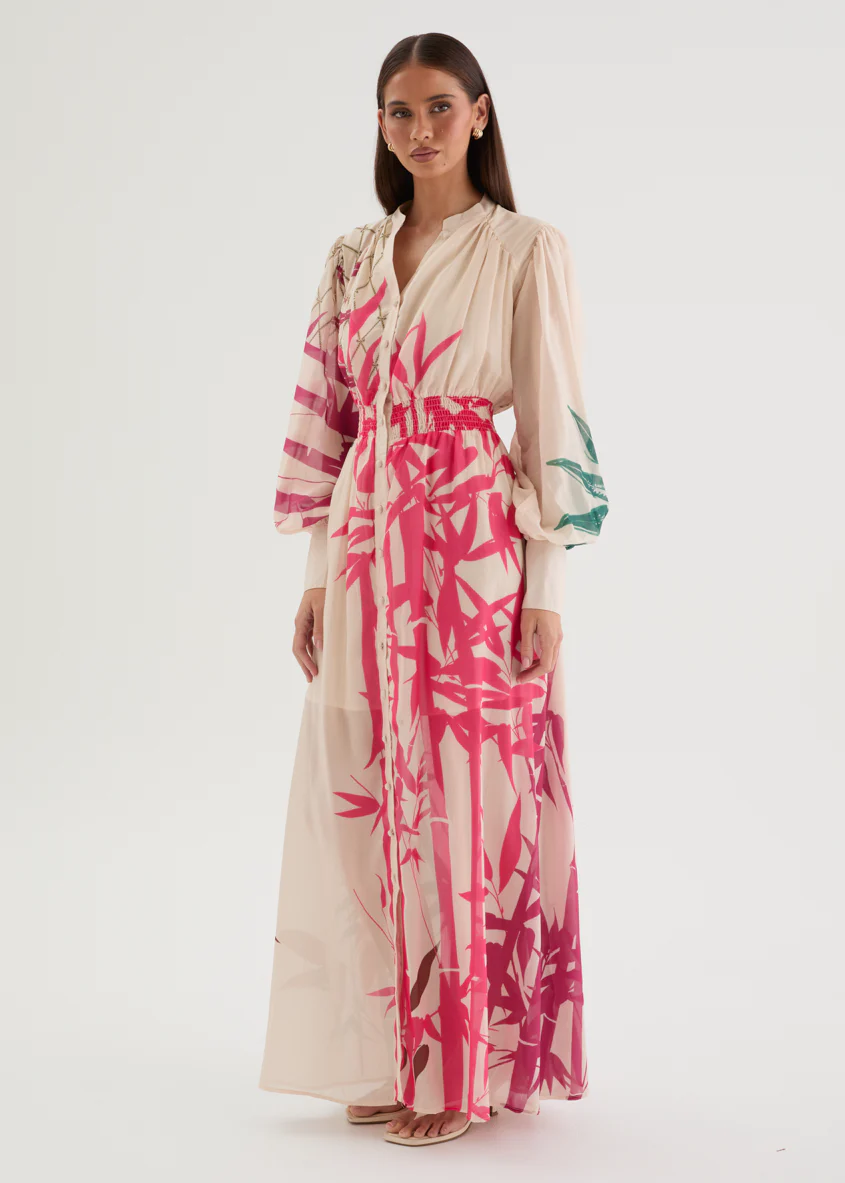 Tameka Maxi Dress - Cream Abstract - Image 5