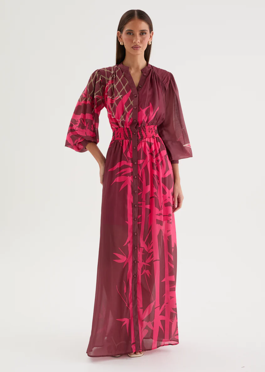 Tameka Maxi Dress - Merlot Abstract - Image 6