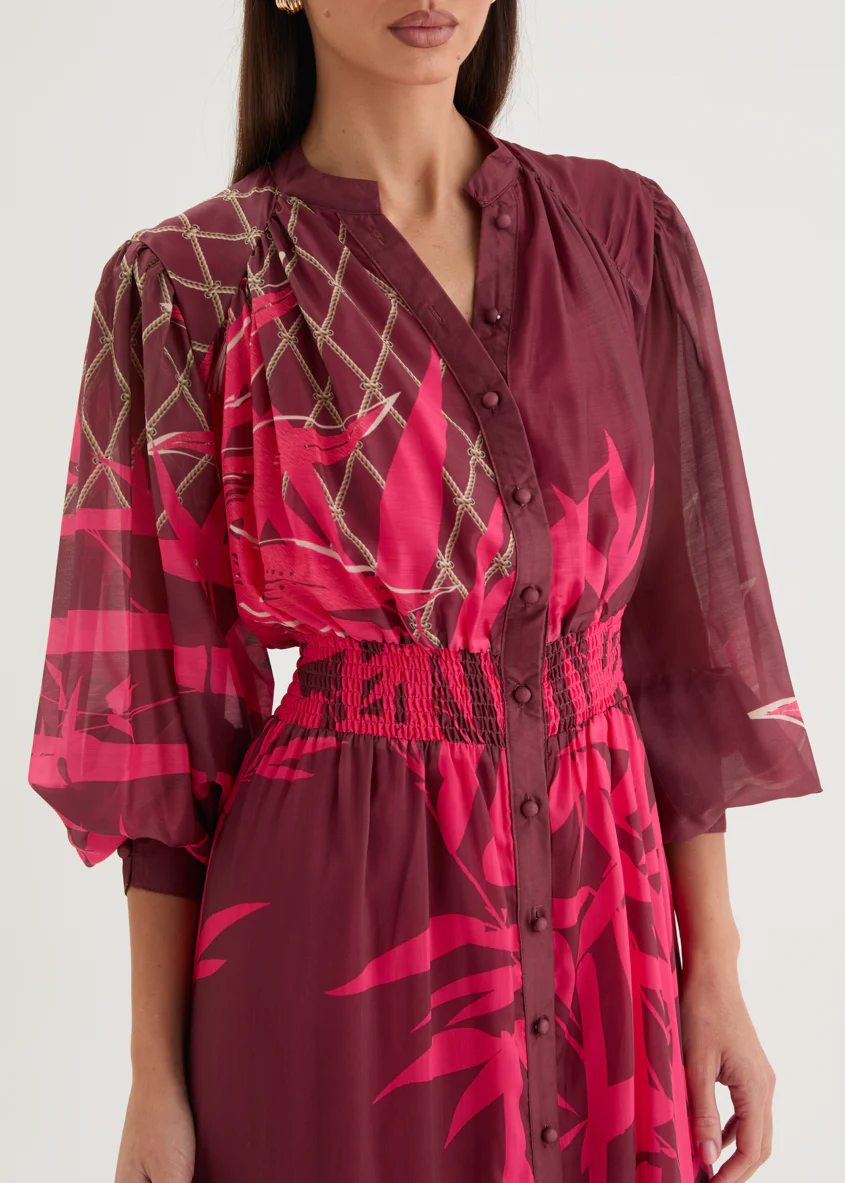 Tameka Maxi Dress - Merlot Abstract - Image 9