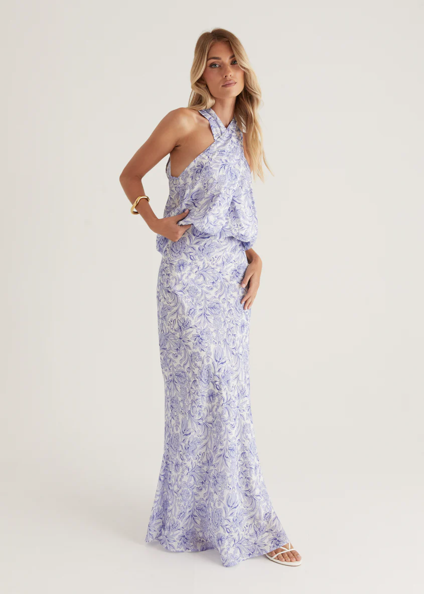Tammy Maxi Skirt - Blue Floral