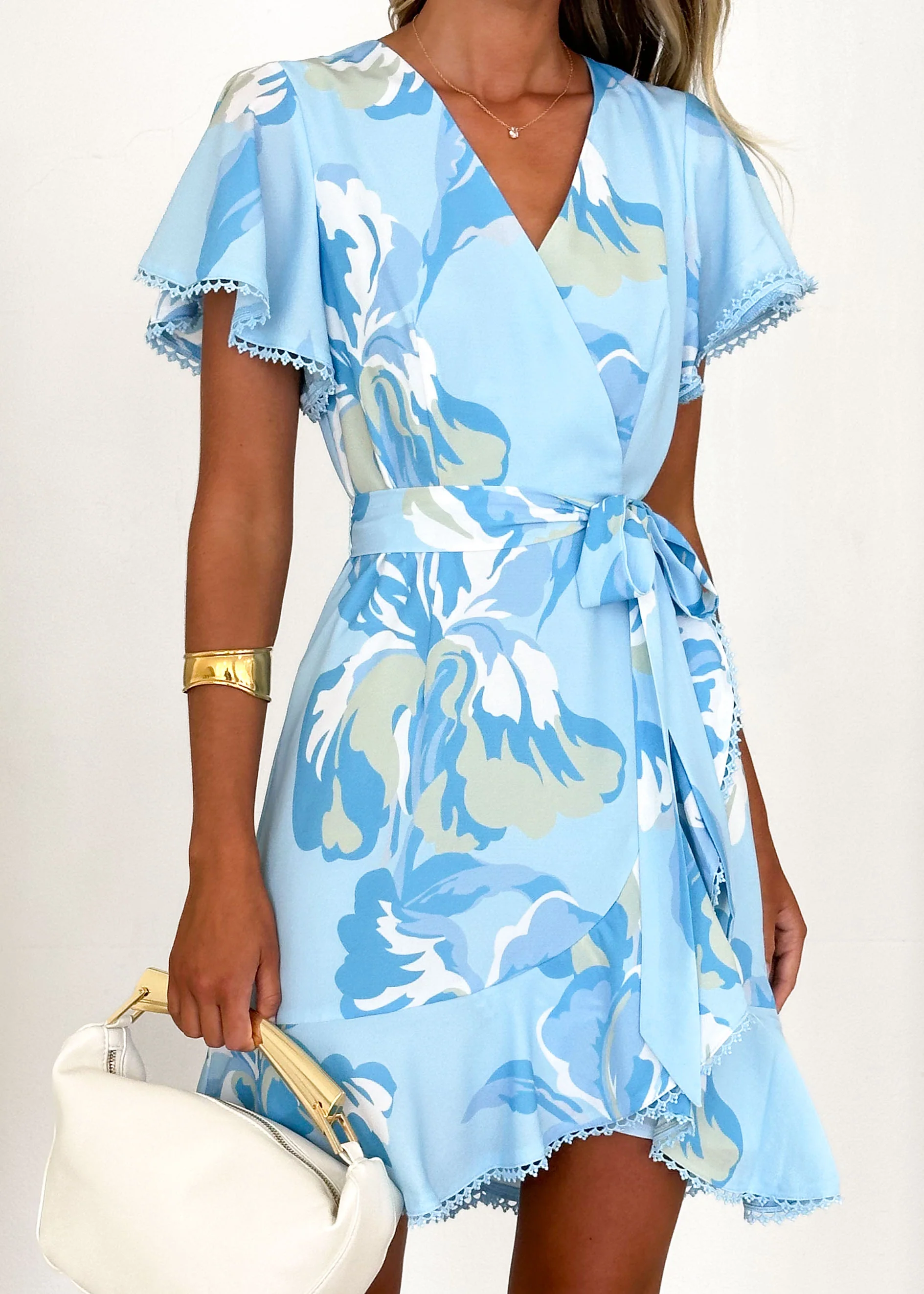 Taquile Wrap Dress - Blue Floral - Image 8