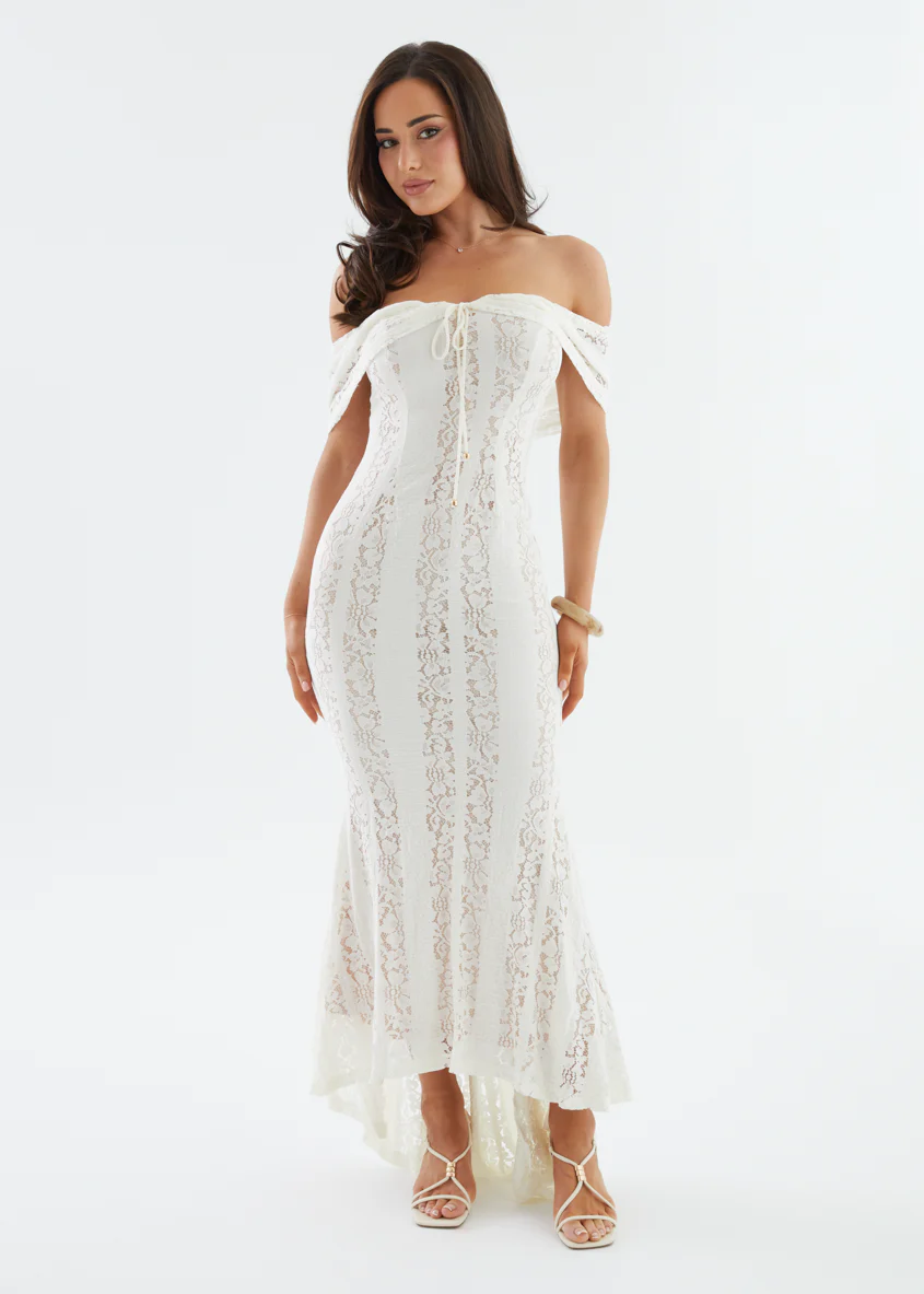 Tarin Off Shoulder Maxi Dress - Off White - Image 4