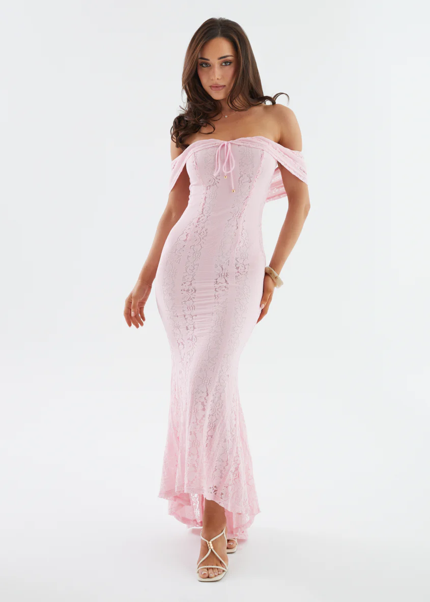Tarin Off Shoulder Maxi Dress - Pink - Image 2