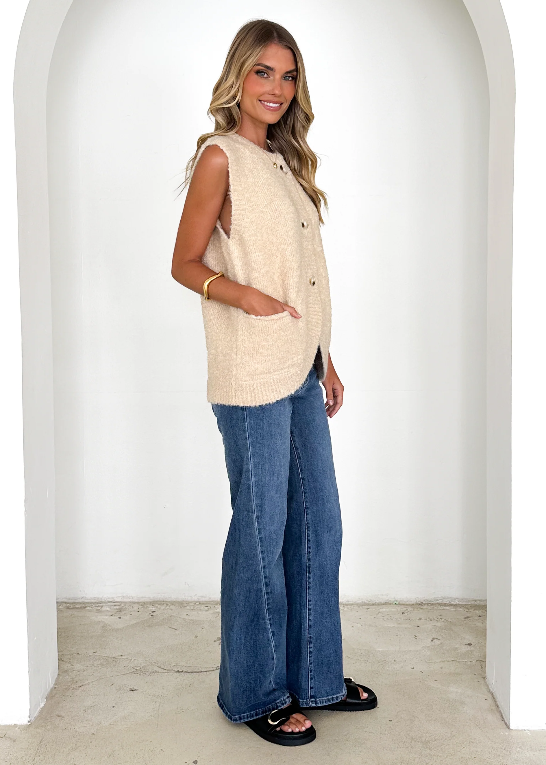 Tarragon Knitted Vest - Beige - Image 5