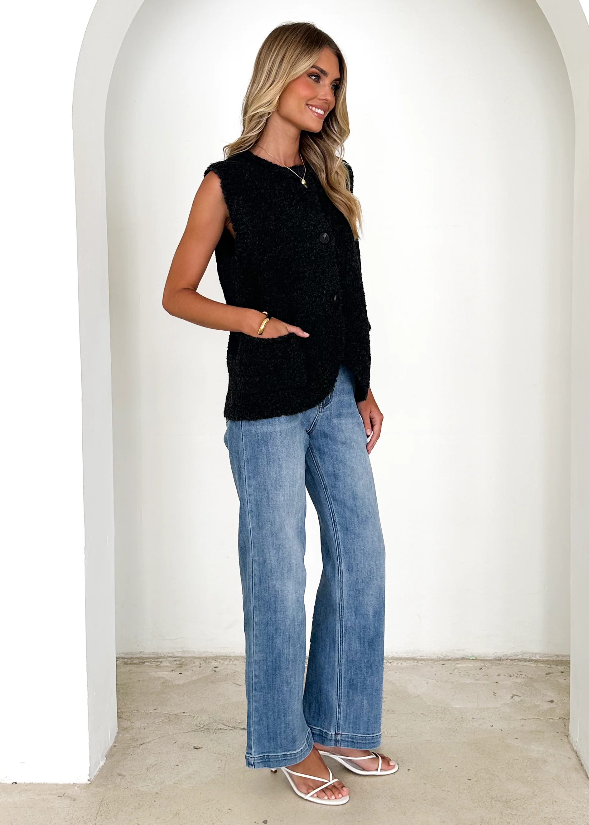 Tarragon Knitted Vest - Black - Image 4
