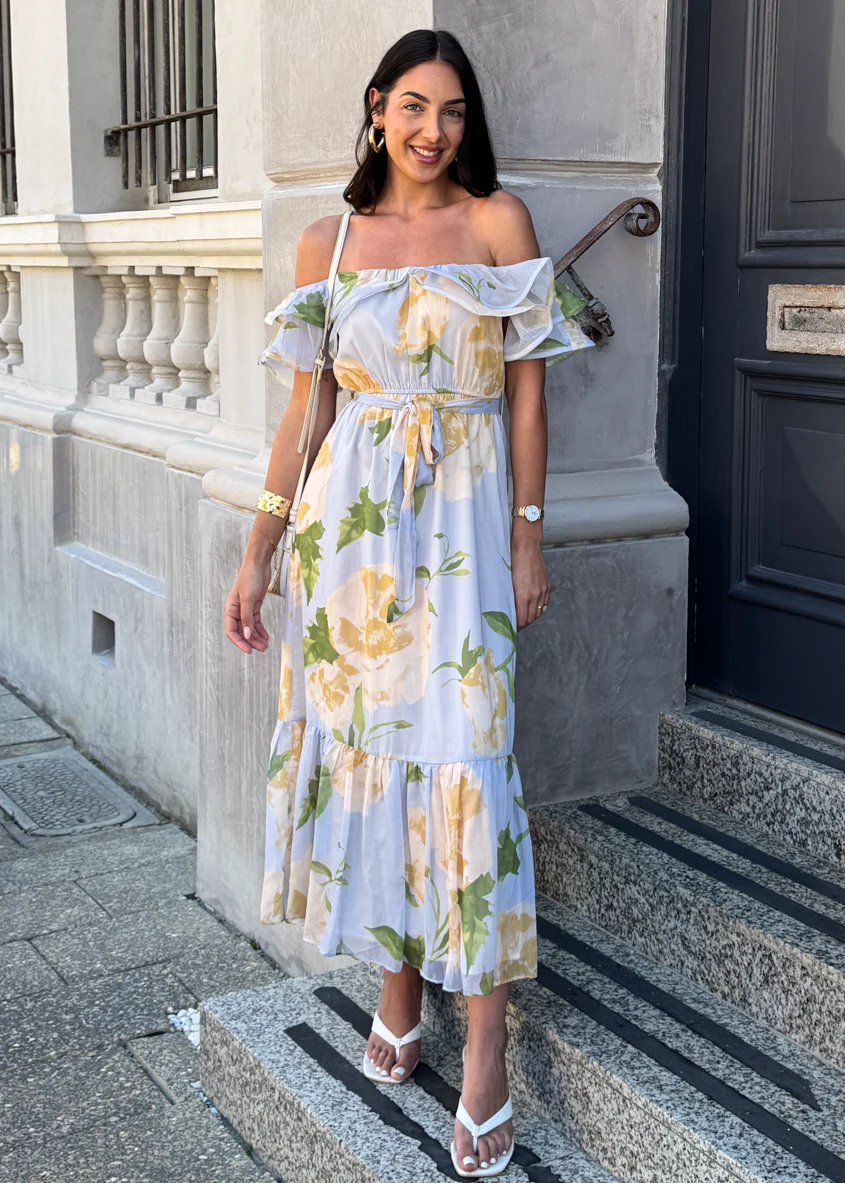 Tarsha Off Shoulder Maxi Dress - Blue Bloom - Image 2