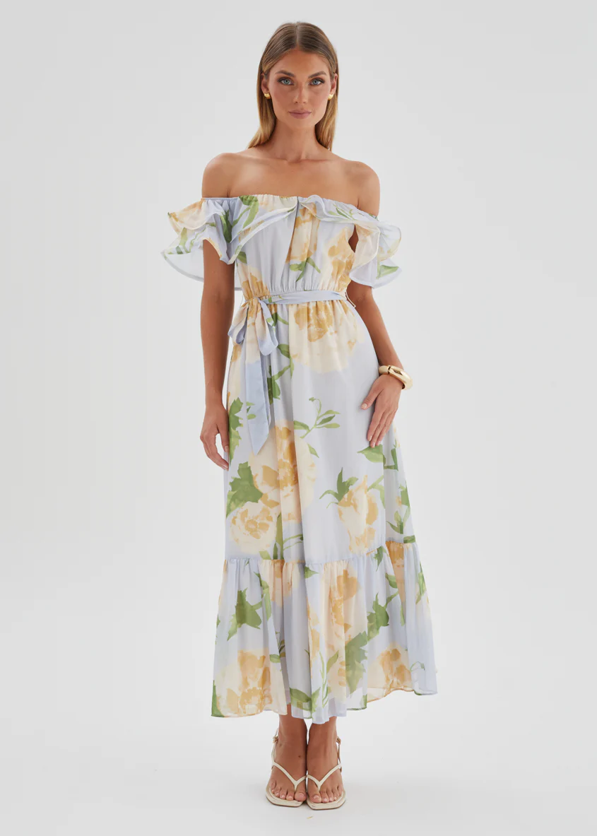 Tarsha Off Shoulder Maxi Dress - Blue Bloom - Image 3