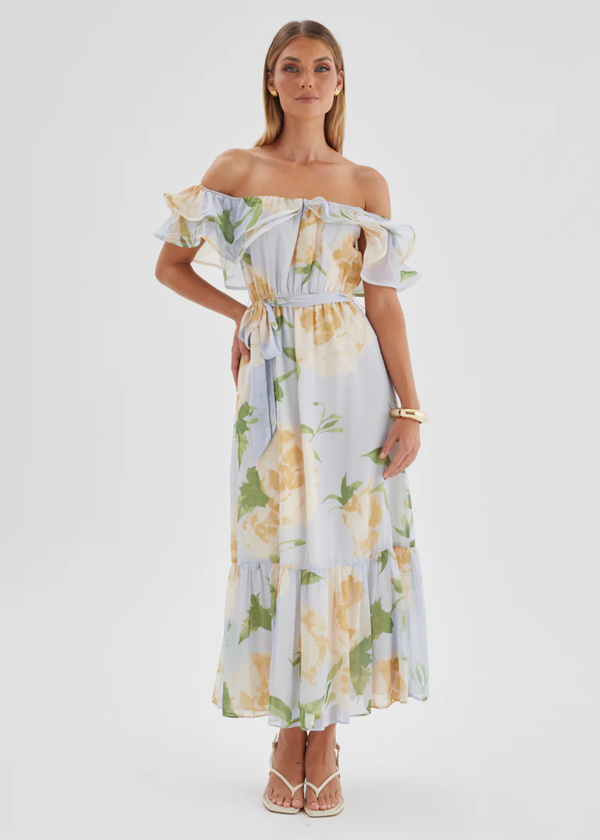 Tarsha Off Shoulder Maxi Dress - Blue Bloom - Image 6