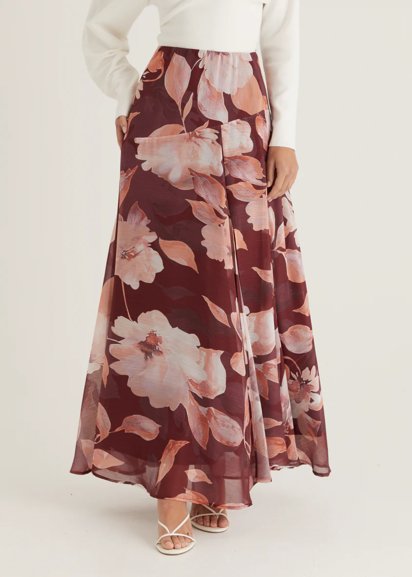 Tatum Maxi Skirt - Burgundy Floral - Image 20