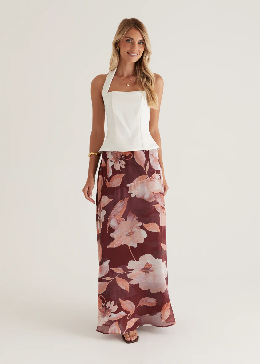 Tatum Maxi Skirt - Burgundy Floral - Image 26