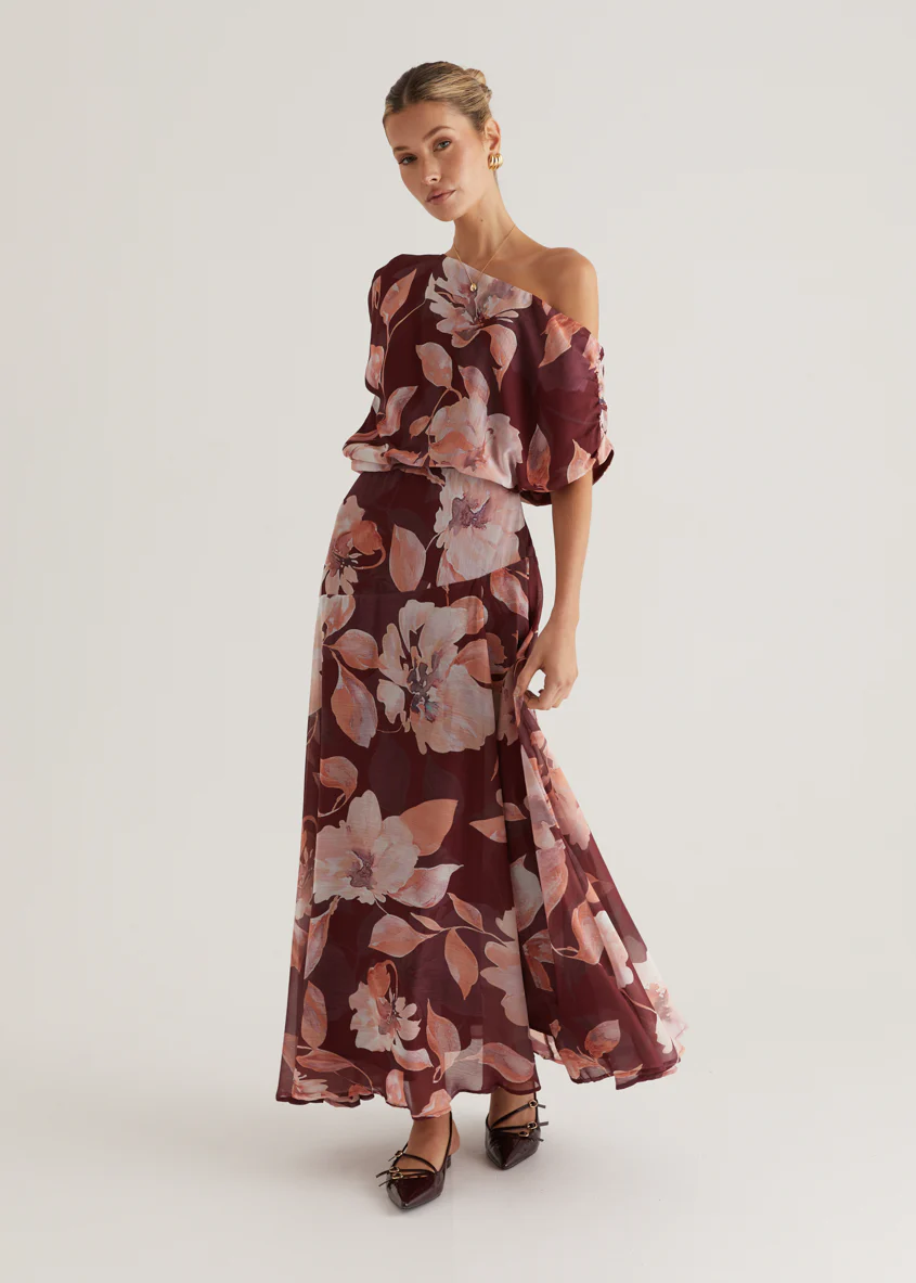 Tatum Maxi Skirt - Burgundy Floral - Image 36