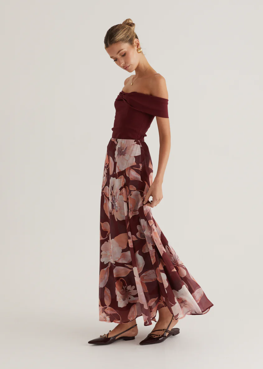 Tatum Maxi Skirt - Burgundy Floral - Image 39
