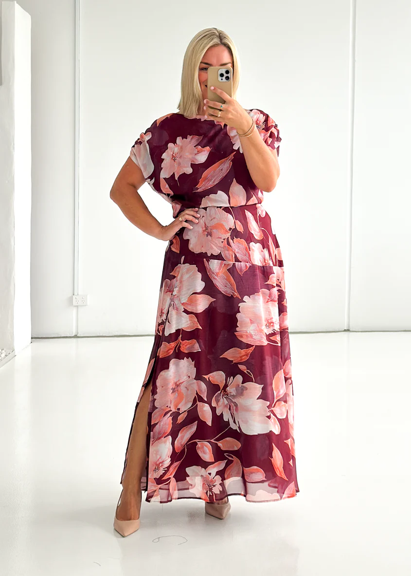 Tatum Maxi Skirt - Burgundy Floral - Image 6