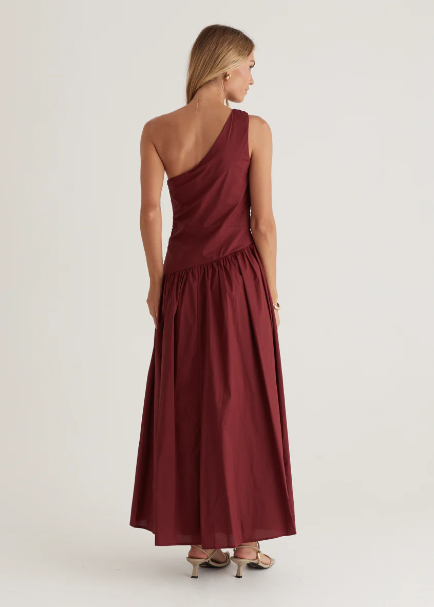 Tazzy One Shoulder Maxi Dress - Burgundy - Image 10