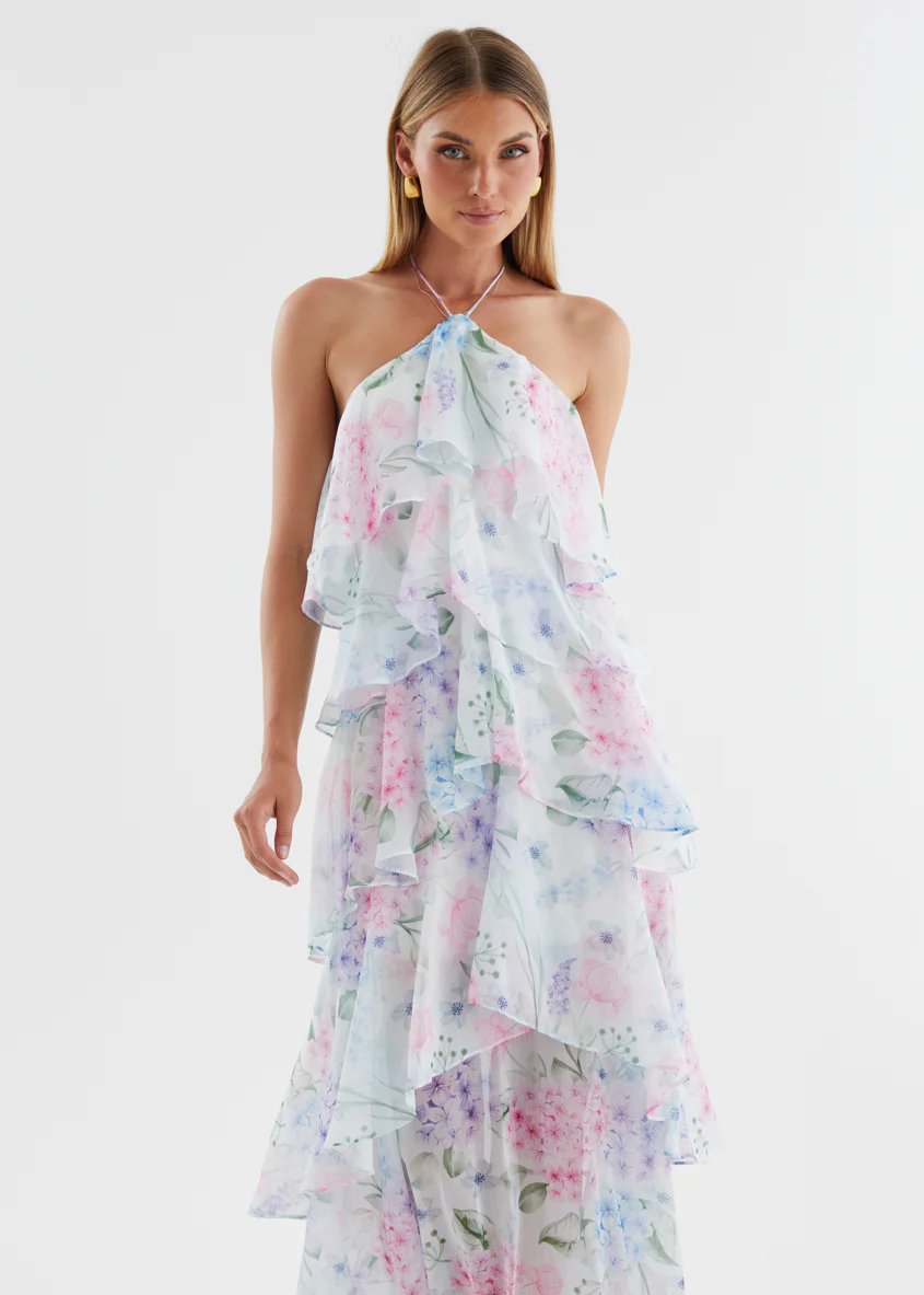 Telaena Halter Maxi Dress - Aqua Floral - Image 4