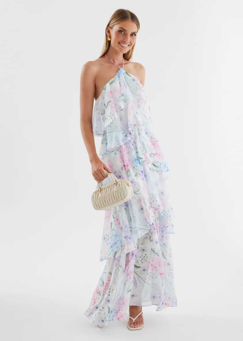Telaena Halter Maxi Dress - Aqua Floral - Image 6