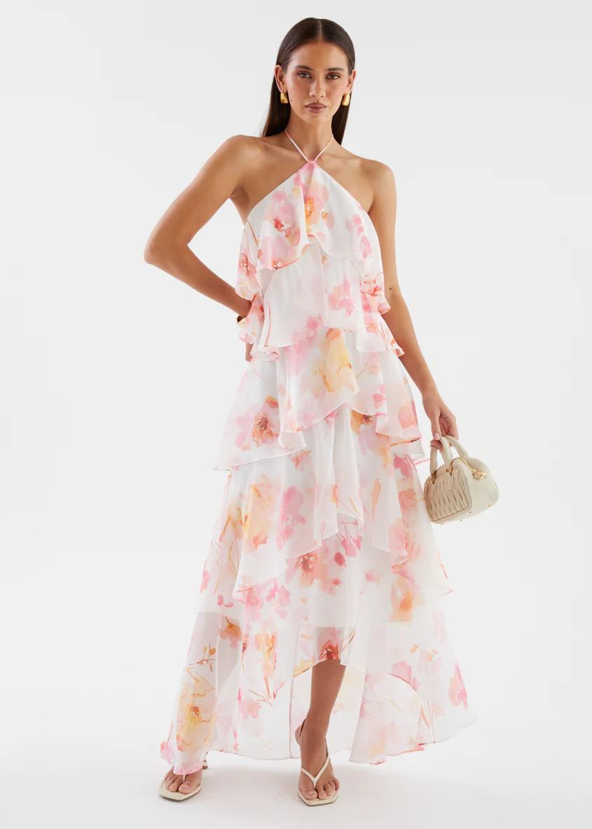 Telaena Halter Maxi Dress - Blush Floral