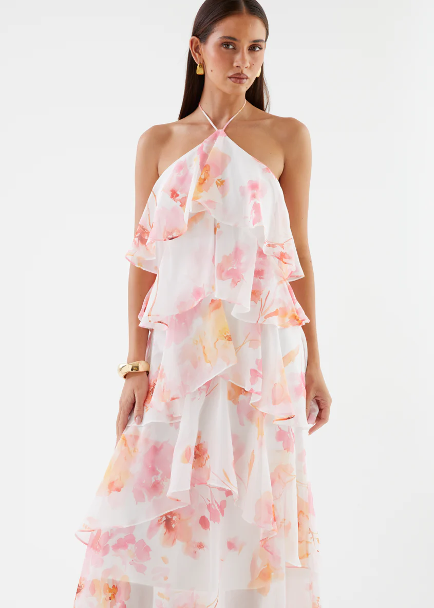 Telaena Halter Maxi Dress - Blush Floral - Image 3
