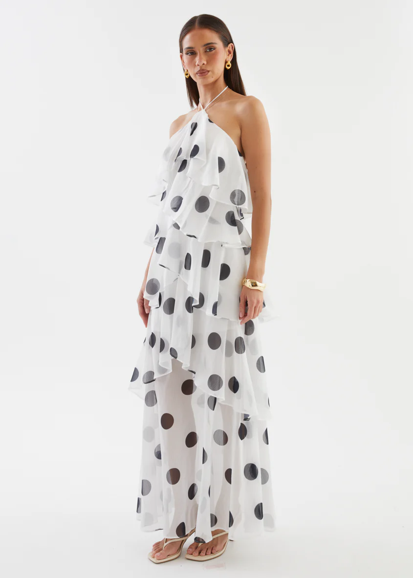 Telaena Halter Maxi Dress - White Polka - Image 7