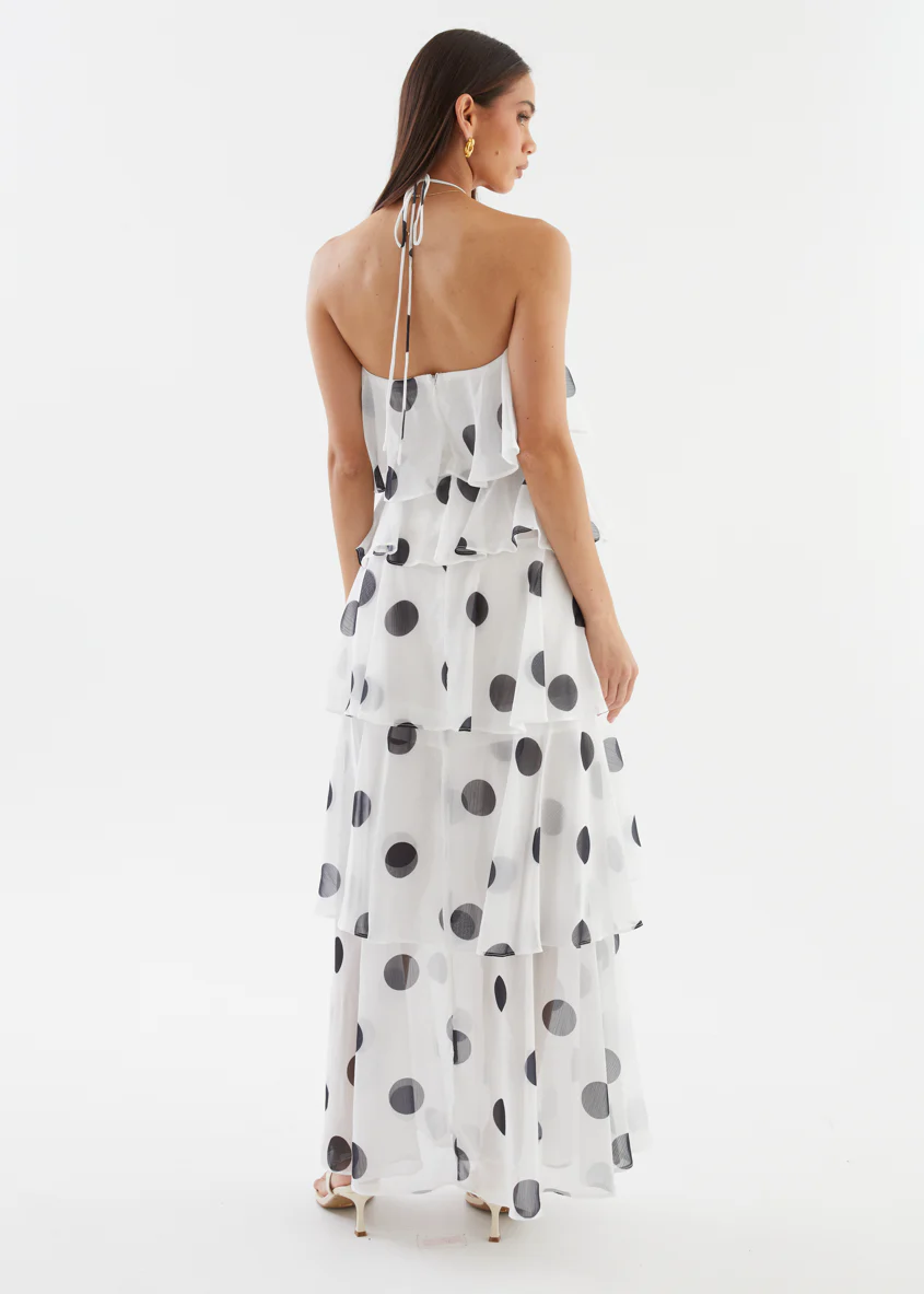 Telaena Halter Maxi Dress - White Polka - Image 8