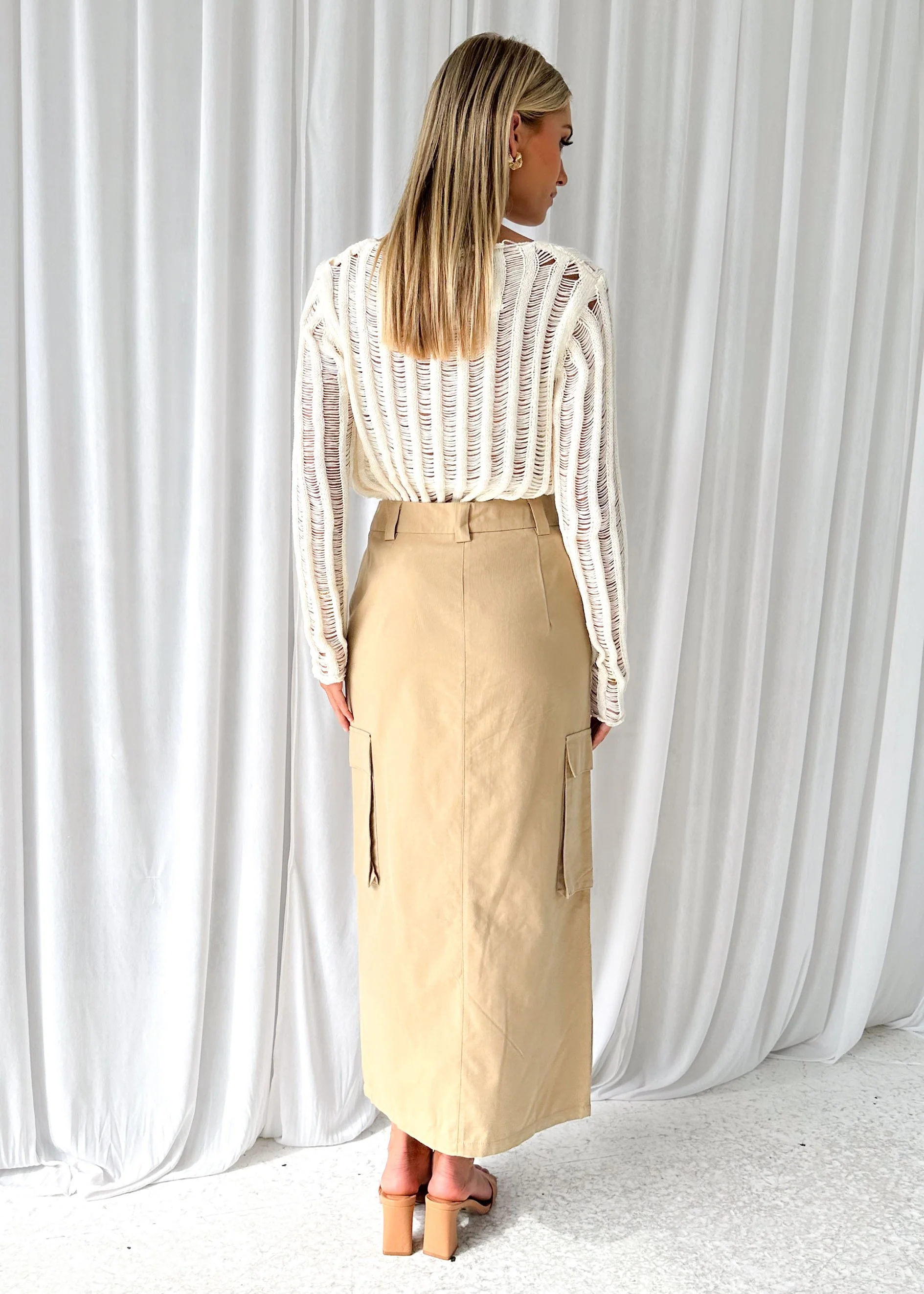 Tellroe Cargo Maxi Skirt - Latte - Image 5