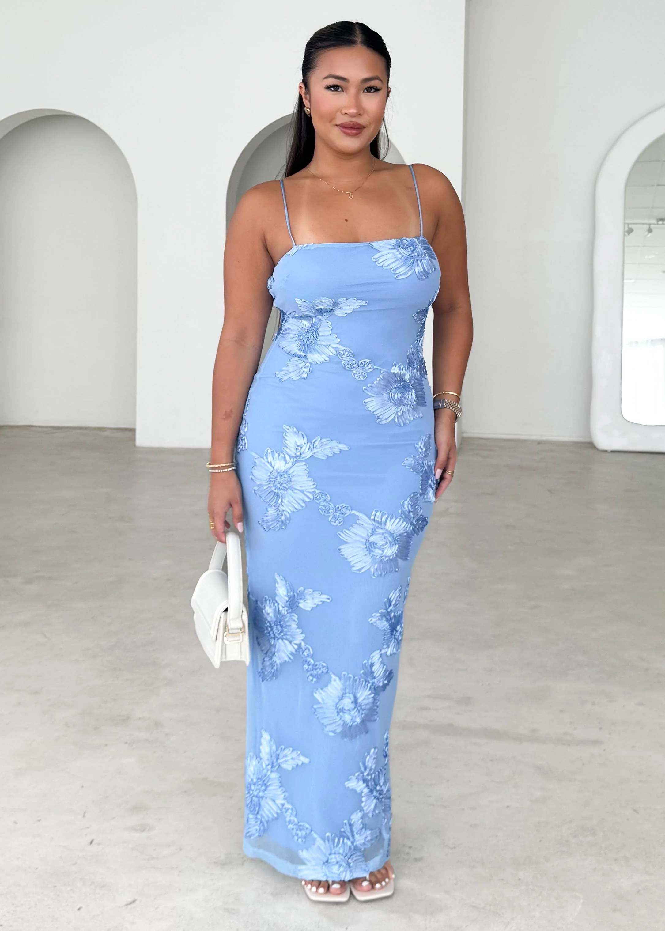 Teneile Mesh Maxi Dress - Blue