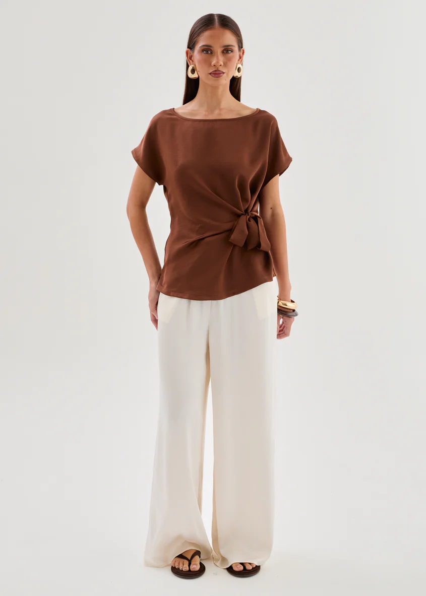 Thalie Tie Top - Chocolate - Image 2