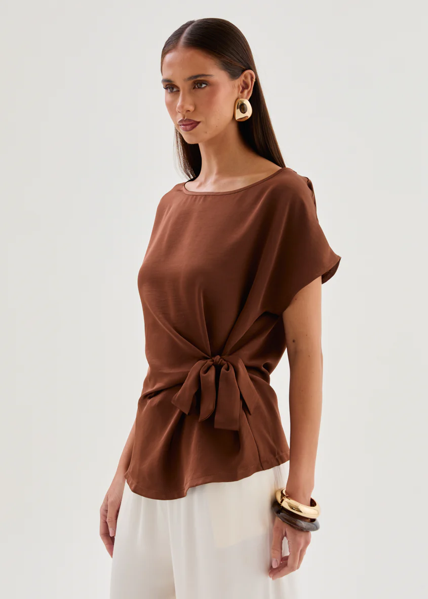 Thalie Tie Top - Chocolate - Image 3