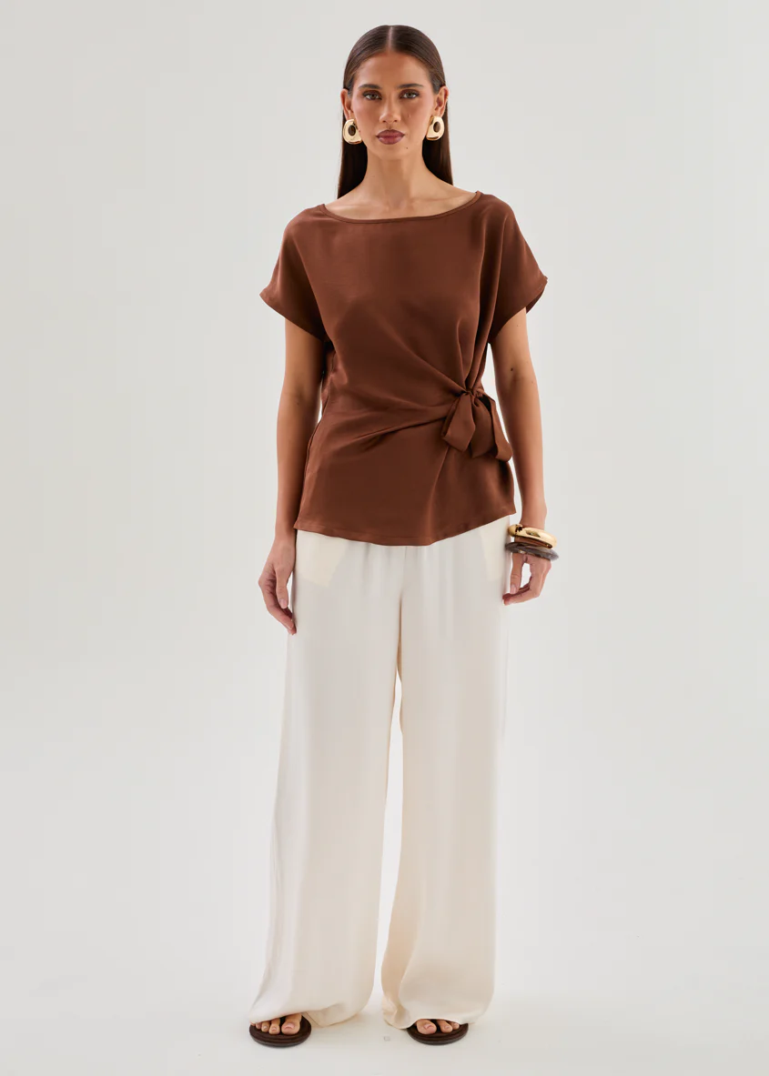Thalie Tie Top - Chocolate - Image 5