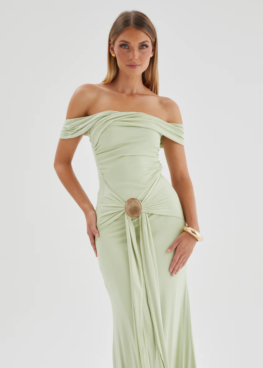 Tiarna Off Shoulder Maxi Dress - Matcha - Image 4
