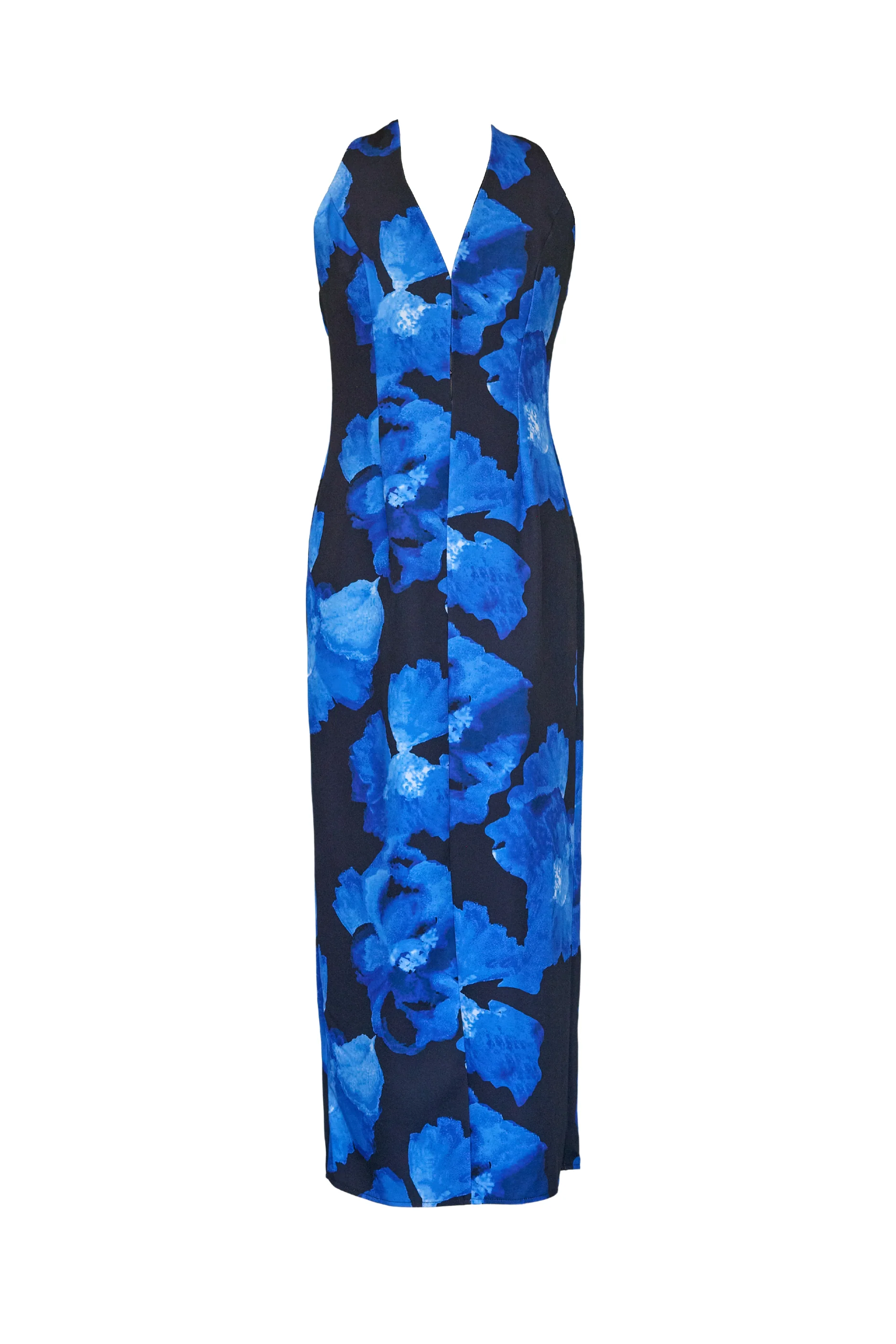 Tibetan Halter Maxi Dress - Blue Floral - Image 3