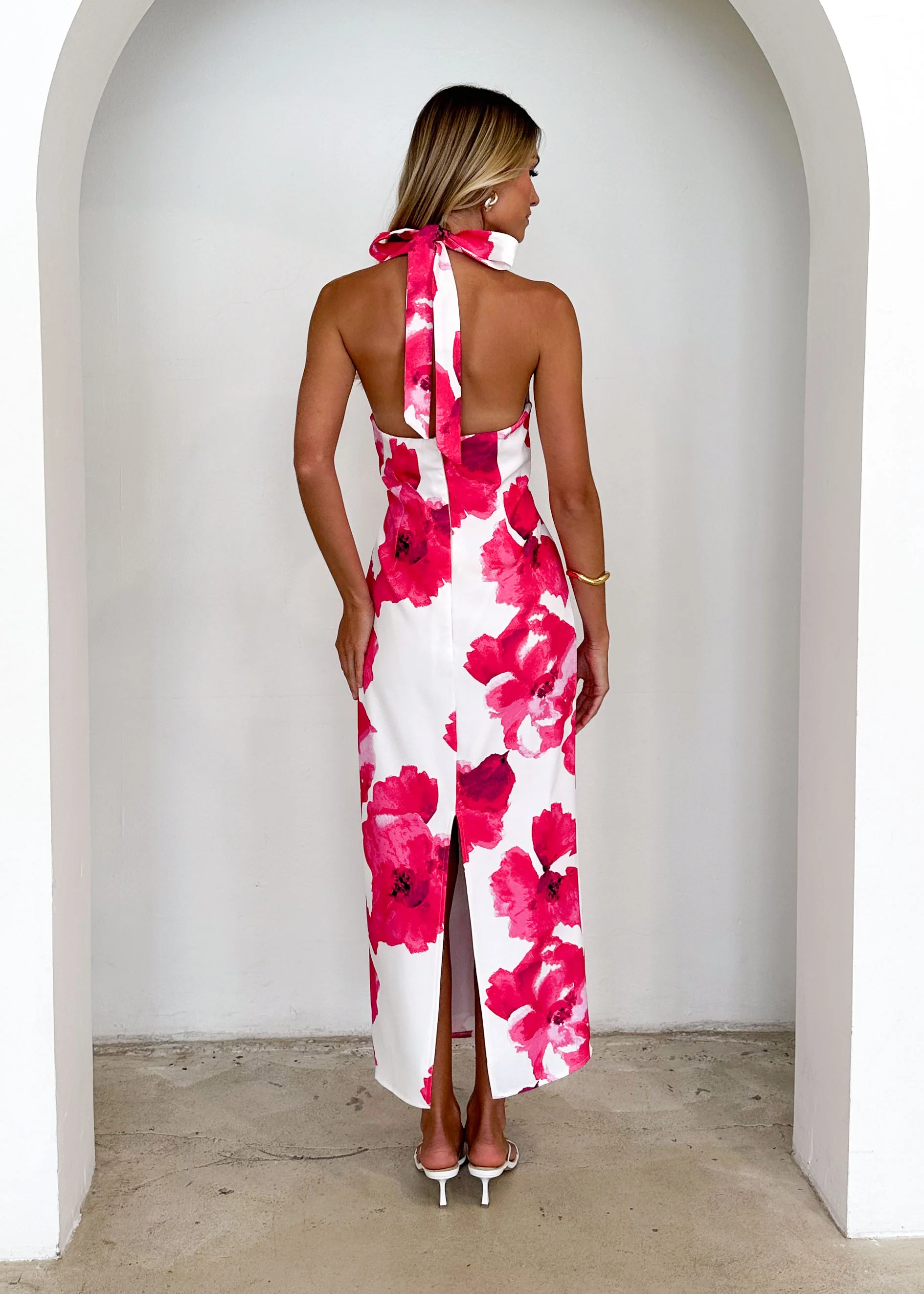 Tibetan Halter Maxi Dress - Pink Floral - Image 8