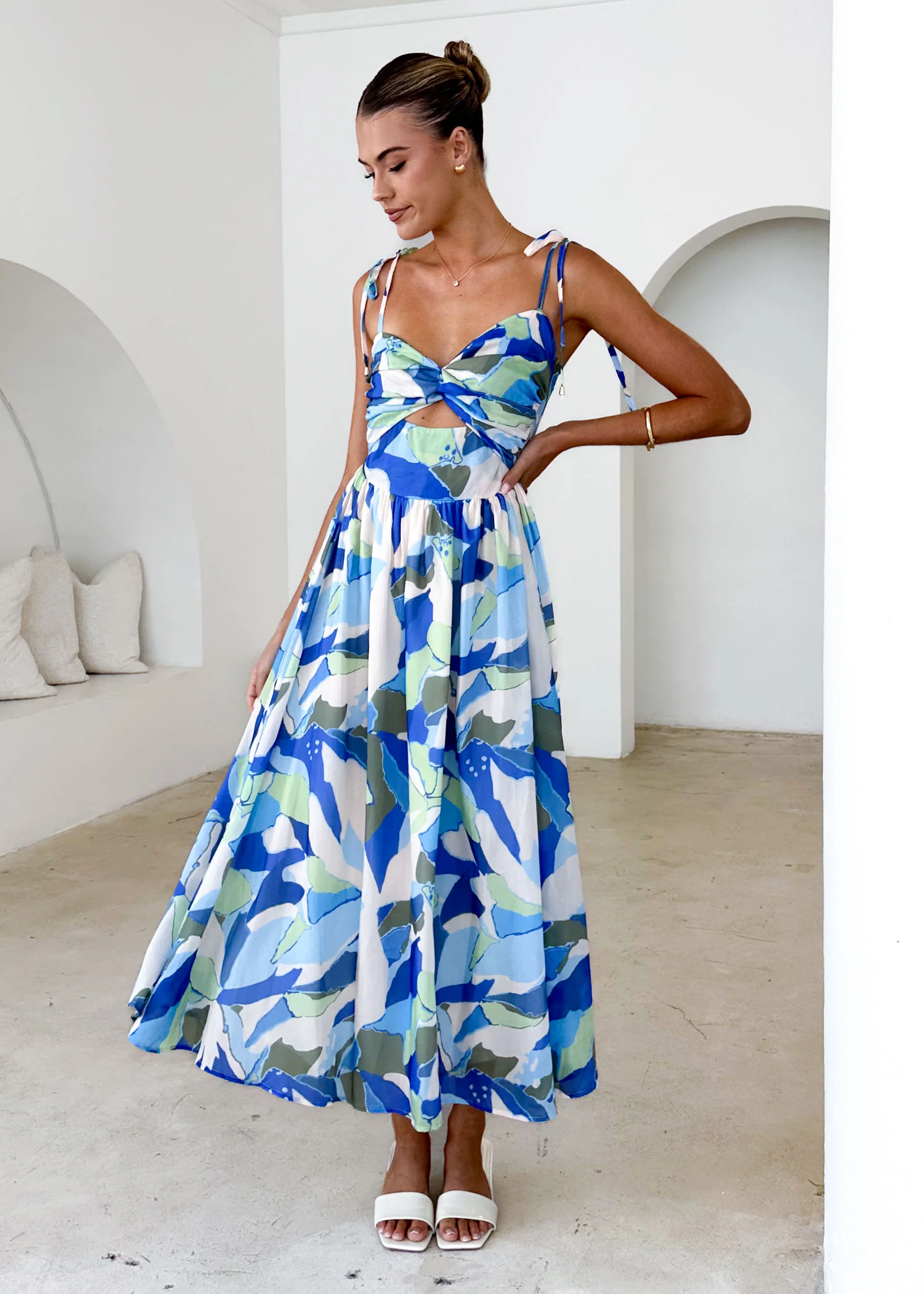 Tibi Maxi Dress - Blue Splash - Image 2