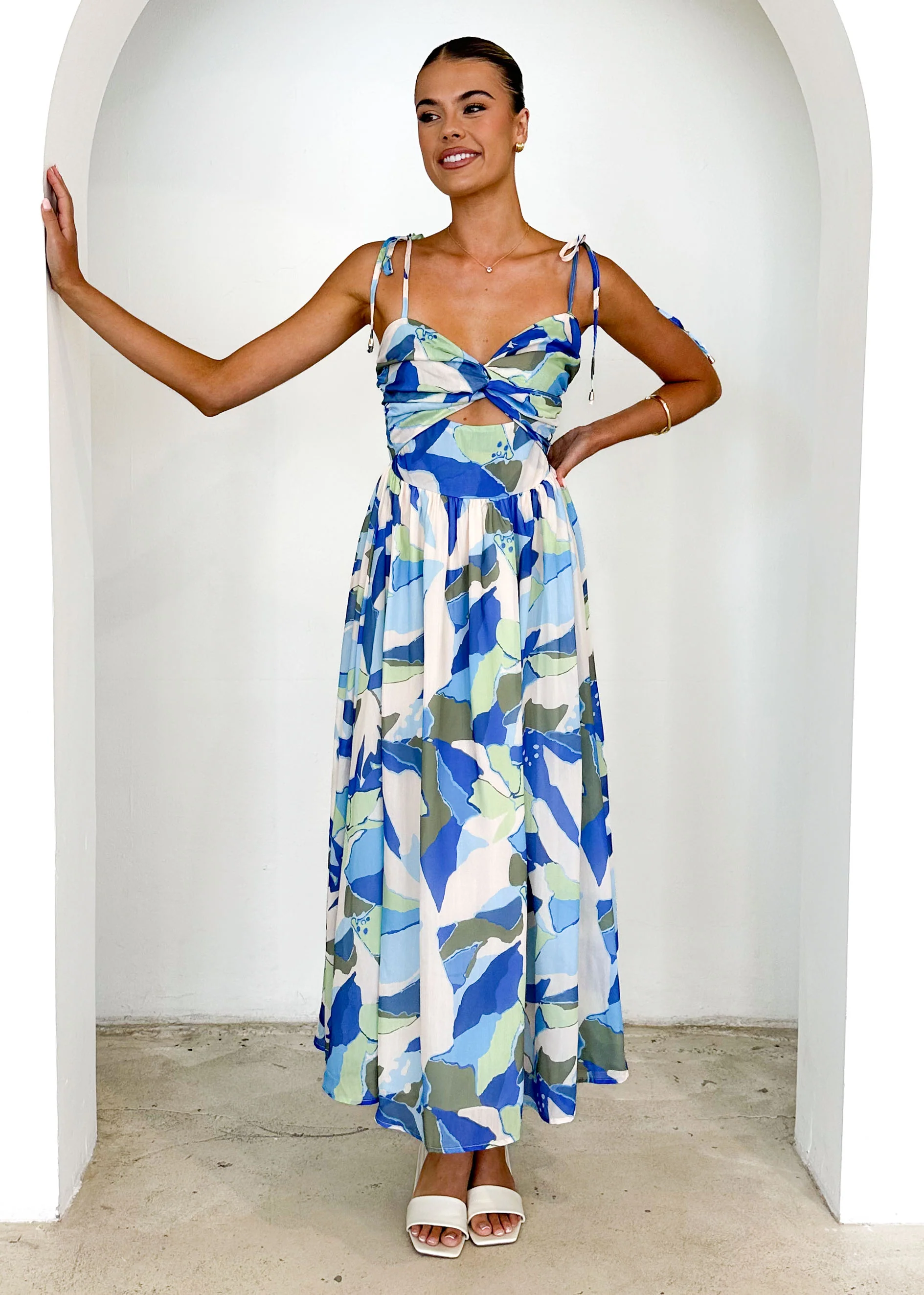 Tibi Maxi Dress - Blue Splash - Image 3