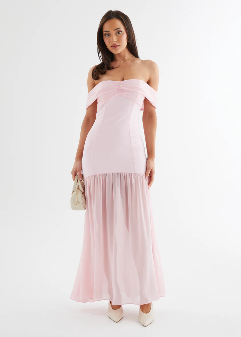 Tilly Off Shoulder Maxi Dress - Soft Pink - Image 2