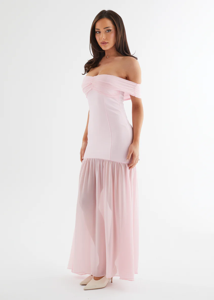 Tilly Off Shoulder Maxi Dress - Soft Pink - Image 6
