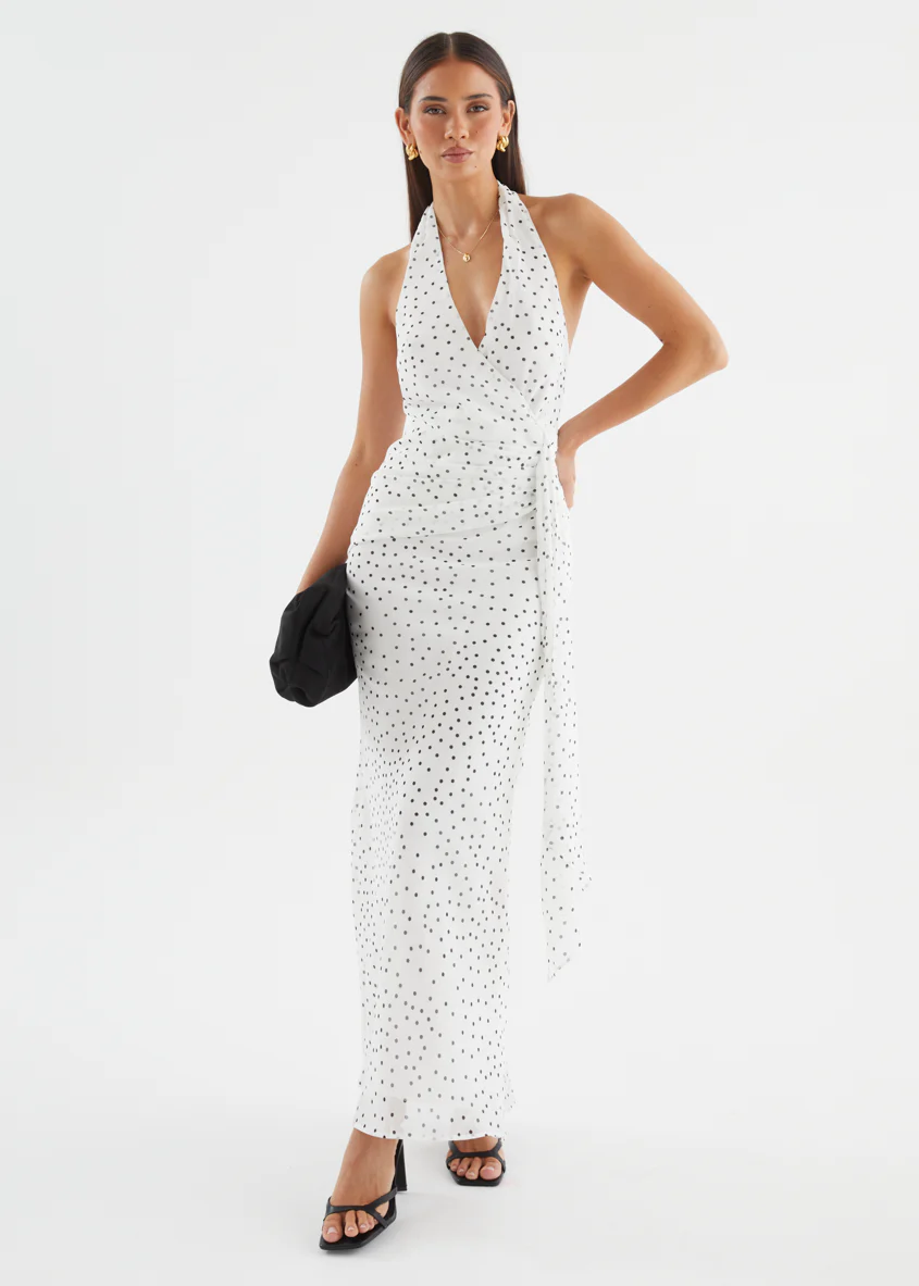 Tori Halter Maxi Dress - White Polka Dot - Image 2